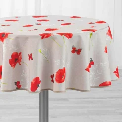 DOUCEUR D'INTERIEUR Nappe ronde (D180 cm) Sweet Poppy Rouge New