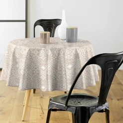 douceur d'intu017drieur Nappe ronde enduite PVC (160 cm) Carella he Blanc Clearance