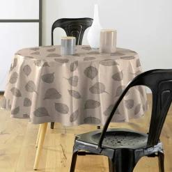 douceur d'intu017drieur Nappe ronde enduite PVC (160 cm) Feuillys Beige Hot