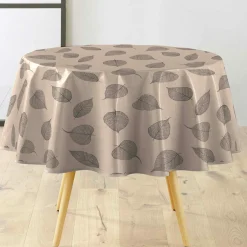 douceur d'intu017drieur Nappe ronde enduite PVC (160 cm) Feuillys Beige Hot