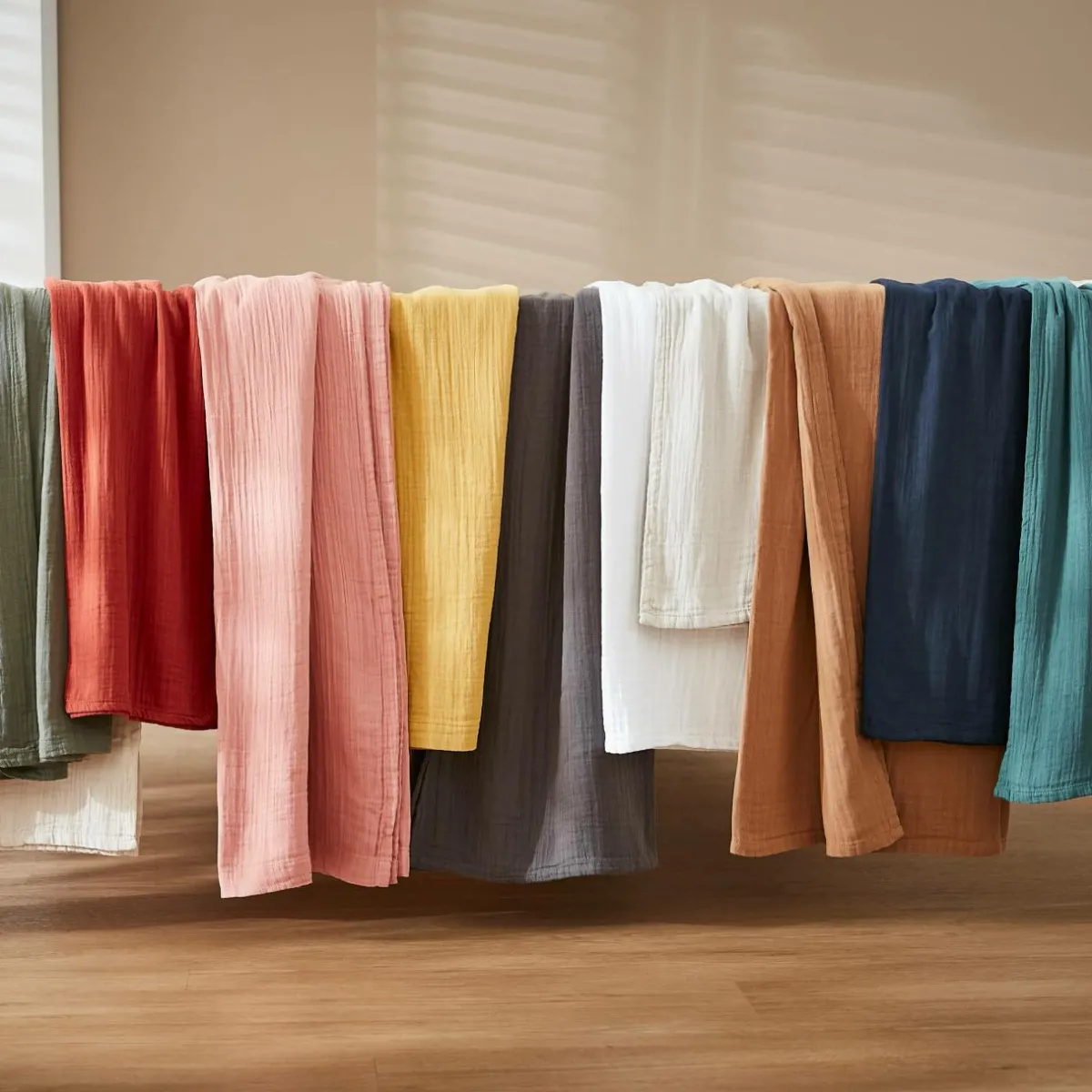 EMINZA Nappe ronde gaze de coton (180 cm) Gaïa Vert sapin Discount