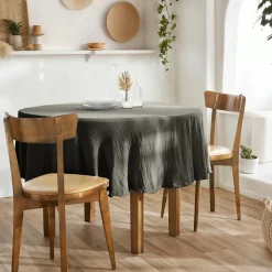 EMINZA Nappe ronde gaze de coton (180 cm) Gaïa Gris granit Gris foncé Outlet
