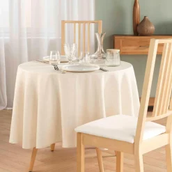 douceur d'intu017drieur Nappe ronde lin (180 cm) Pauline Écru Ecru Sale