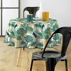 DOUCEUR D'INTERIEUR Nappe ronde tissu PVC (D160 cm) Guyana e Vert Hot