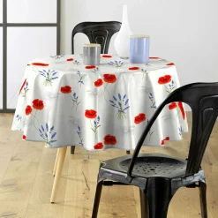 DOUCEUR D'INTERIEUR Nappe ronde tissu PVC (D160 cm) Sisteron Rouge New