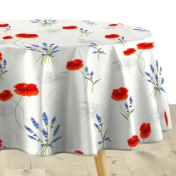 DOUCEUR D'INTERIEUR Nappe ronde tissu PVC (D160 cm) Sisteron Rouge New