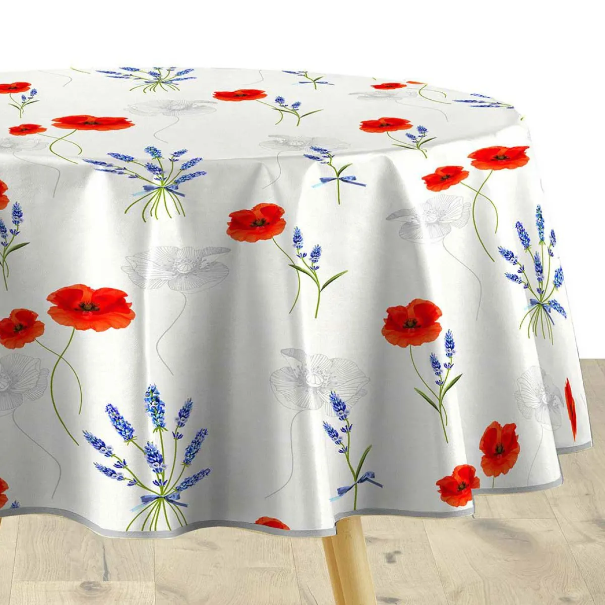 DOUCEUR D'INTERIEUR Nappe ronde tissu PVC (D160 cm) Sisteron Rouge New