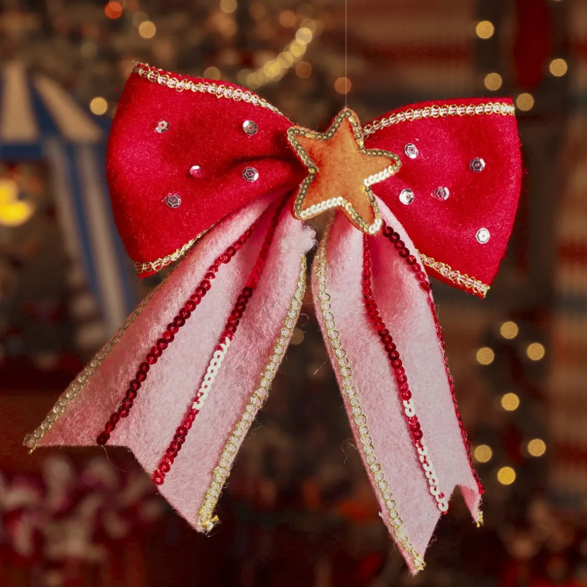 KAEMINGK Noeud de Noël (H23 cm) Circus étoile Orange Rouge