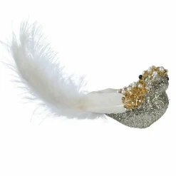 KAEMINGK Oiseau sur clip à paillettes (H5 cm) Champagne Or New