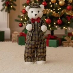 KOOPMAN Ours de Noël (H52cm) Teddy carreaux tartan Vert Best