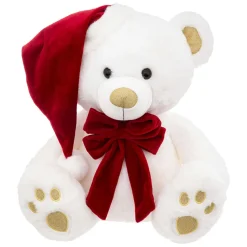 JJA Ours en peluche (H50 cm) Jules et nœud velours et rouge Blanc Sale