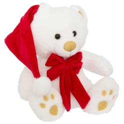 JJA Ours en peluche (H34 cm) Jules et nœud velours et rouge Blanc Clearance