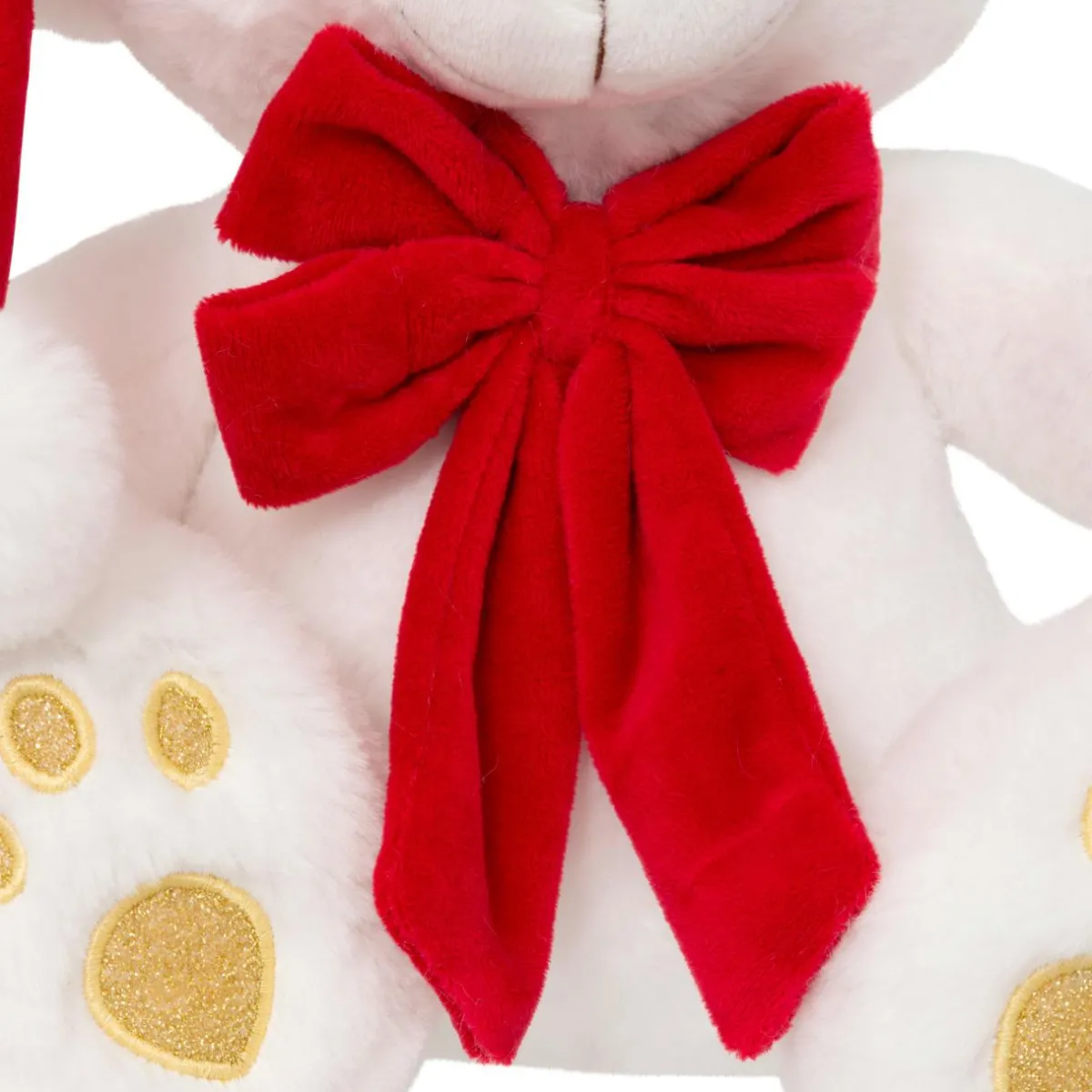 JJA Ours en peluche (H34 cm) Jules et nœud velours et rouge Blanc Clearance