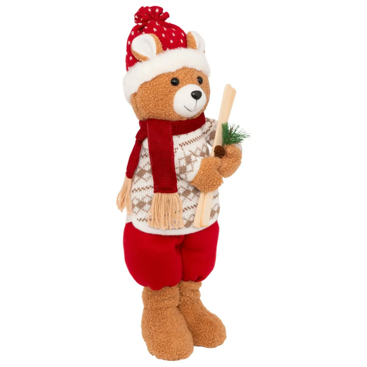 JJA Ours peluche debout (H50 cm) Petit Skieur Rouge Outlet
