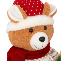 JJA Ours peluche jambes téléscopiques (H95 cm) Petit Skieur Rouge Clearance