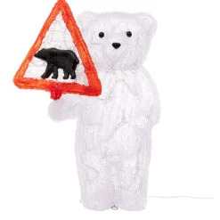 Feeric Lights & Christmas Ours polaire solaire 50 LED (H39 cm) Warning Blanc chaud