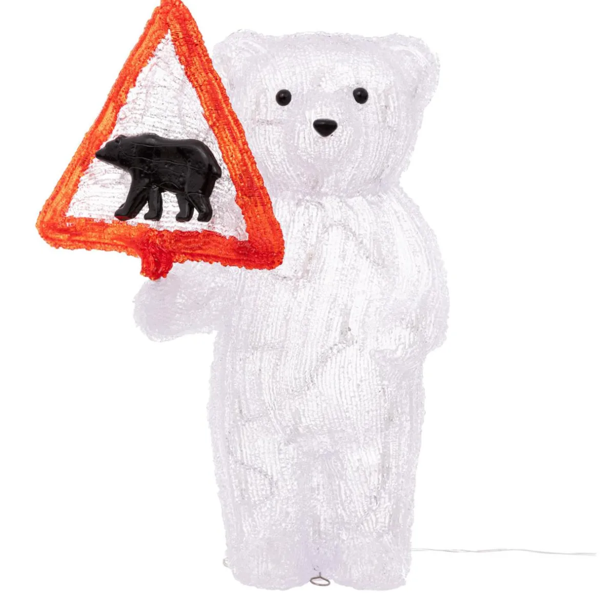 Feeric Lights & Christmas Ours polaire solaire 50 LED (H39 cm) Warning Blanc chaud