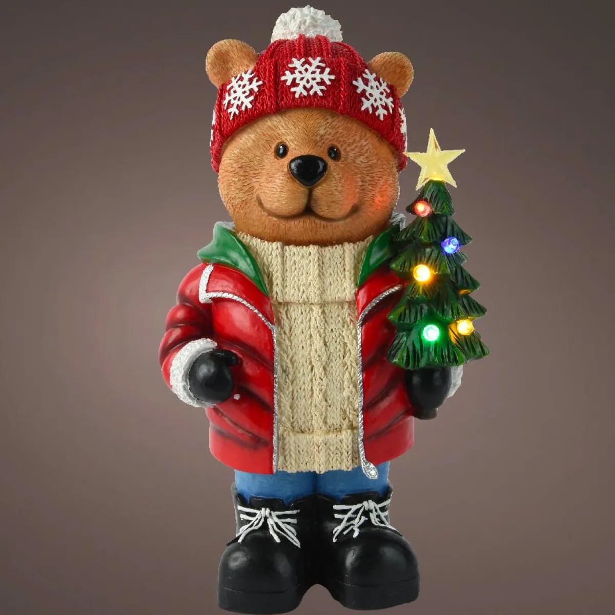 KAEMINGK Ourson lumineux à piles 7 LED (H38 cm) Tiboo Multicolore Hot