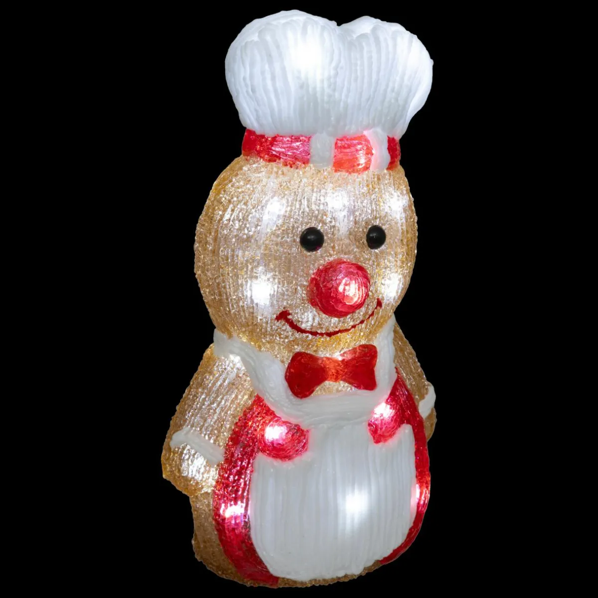 JJA Pain d'épices lumineux solaire 25 LED (H28 cm) Petit cuistot Blanc froid Marron Hot