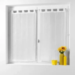 DOUCEUR D'INTERIEUR Paire de voilages à passants (60 x 120 cm) Linahe Blanc