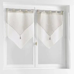 DOUCEUR D'INTERIEUR Paire de voilages à passants (60 x 120 cm) Duetto et Blanc Gris Best