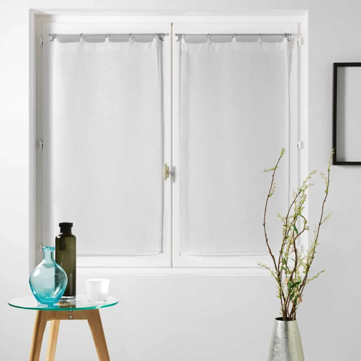 DOUCEUR D'INTERIEUR Paire de voilages à passants (60 x 120 cm) Milza Blanc Clearance