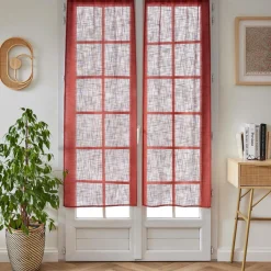 EMINZA Paire de voilages passe-tringle effet lin (60 x 160 cm) Robin Terracotta New