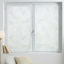 ATMOSPHERA Paire de voilages passe-tringle (60 x 120 cm) Feuilles Blanc Sale