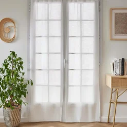 EMINZA Paire de voilages passe-tringle effet lin (70 x 200 cm) Luca Blanc New