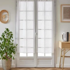 EMINZA Paire de voilages passe-tringle effet lin (60 x 160 cm) Luca Blanc Clearance