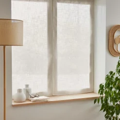 EMINZA Paire de voilages passe-tringle effet lin (60 x 90 cm) Robin Beige Online