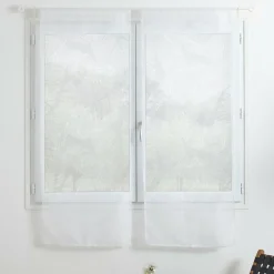 ATMOSPHERA Paire de voilages passe-tringle (60 x 160 cm) Feuilles Blanc Best