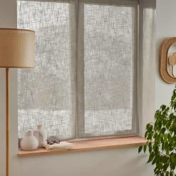 EMINZA Paire de voilages passe-tringle effet lin (60 x 90 cm) Robin Taupe Online