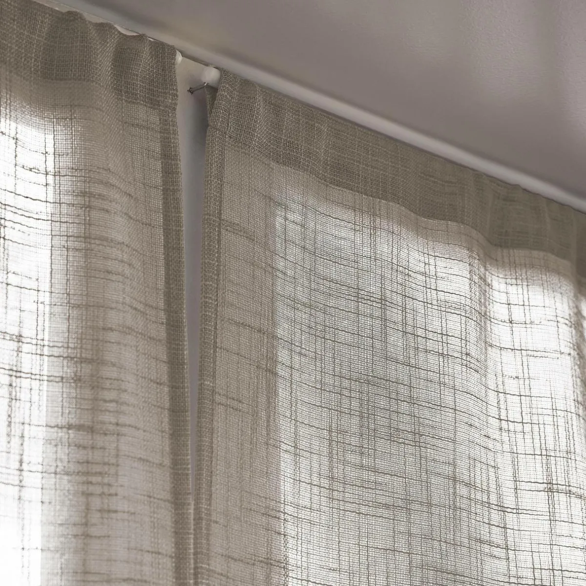 EMINZA Paire de voilages passe-tringle effet lin (60 x 90 cm) Robin Taupe Online