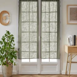 EMINZA Paire de voilages passe-tringle effet lin (60 x 160 cm) Robin Vert romarin Online