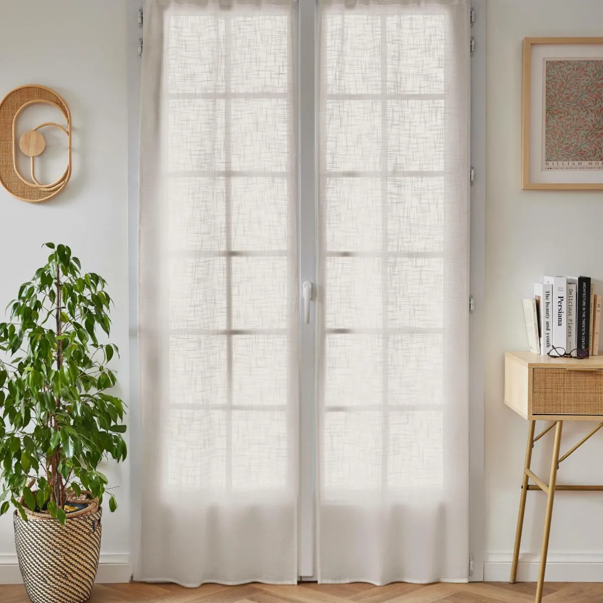 EMINZA Paire de voilages passe-tringle effet lin (70 x 200 cm) Robin Beige Sale