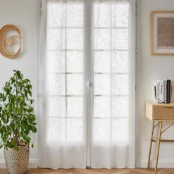 EMINZA Paire de voilages passe-tringle effet lin (70 x 200 cm) Robin Blanc Clearance