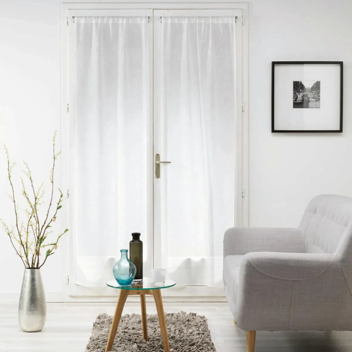 DOUCEUR D'INTERIEUR Paire de voilages passe-tringle (70 x 200 cm) Milza Blanc Best