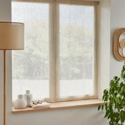 EMINZA Paire de voilages passe-tringle effet lin (60 x 120 cm) Luca Beige Discount