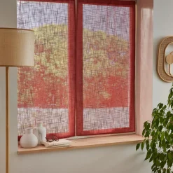 EMINZA Paire de voilages passe-tringle effet lin (60 x 120 cm) Robin Terracotta Discount