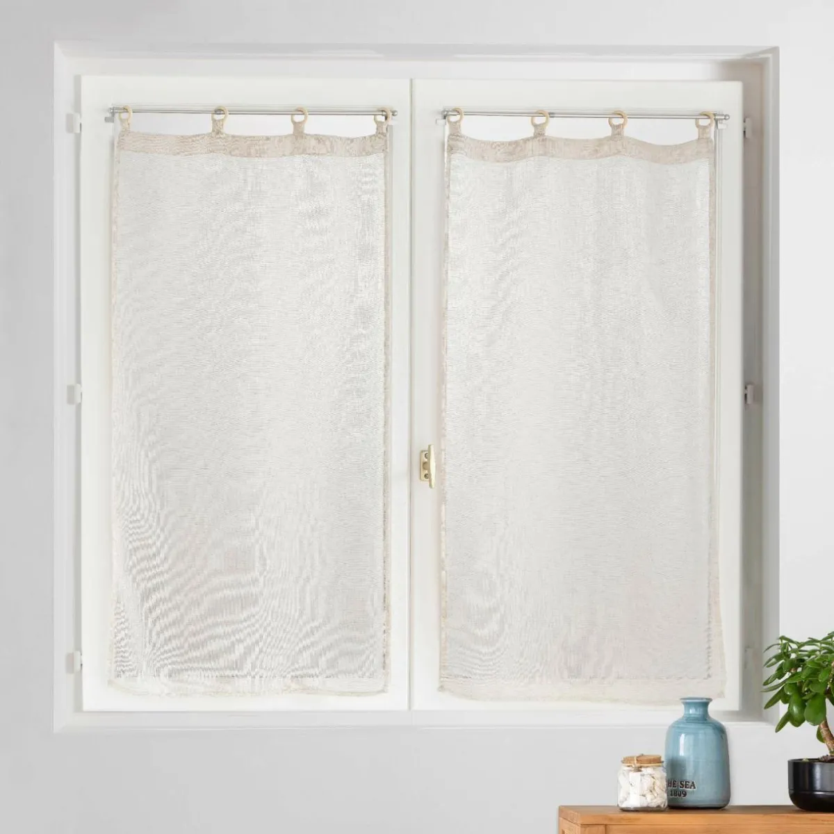 douceur d'intu017drieur Paire de voilages tissés œillets bois (60 x 120 cm) Minalisa Beige Online