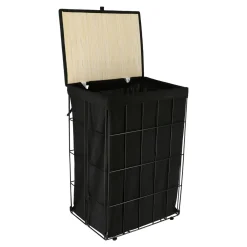 TENDANCE Panier à linge pliable (H60 cm) Industriel Noir Discount