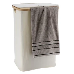 TENDANCE Panier à linge rectangulaire et pliable (H60 cm) Purebamboo Ecru