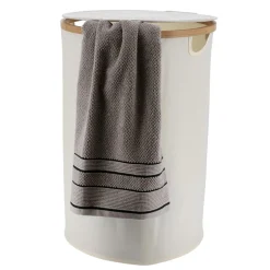 TENDANCE Panier à linge rond et pliable (H60 cm) Purebamboo Ecru
