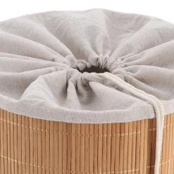 TENDANCE Panier à linge rond et pliable (H50 cm) Harmonie Naturel Best