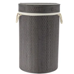TENDANCE Panier à linge rond et pliable (H55 cm) Damier Gris Hot