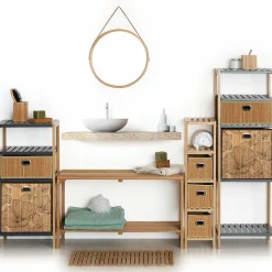 5 Five Simply Smart Panier de rangement (31 x 31 cm) Blackflora Bois Naturel