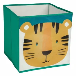 OSTARIA Panier de rangement enfant (29 x 29 cm) Tigre Vert Outlet