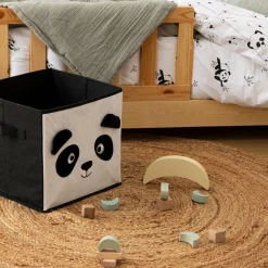 Atmosphera cru017dateur d'intu017drieur for kids Panier de rangement enfant velours (29 x 29 cm) Panda Noir Clearance