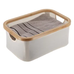 TENDANCE Panier de rangement pliable (L38 x H16 cm) Purebamboo Ecru
